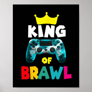 Affiche Rétro Bagarre Roi Joueur Jeux Bagarreur Drôle