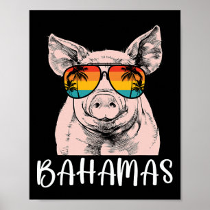 Affiche Retro Bahamas Pig Bahamas Souvenir Famille Vacance