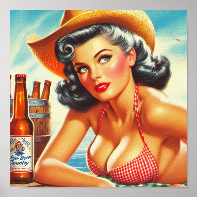 Affiche Retro Beer Country Girl (Devant)