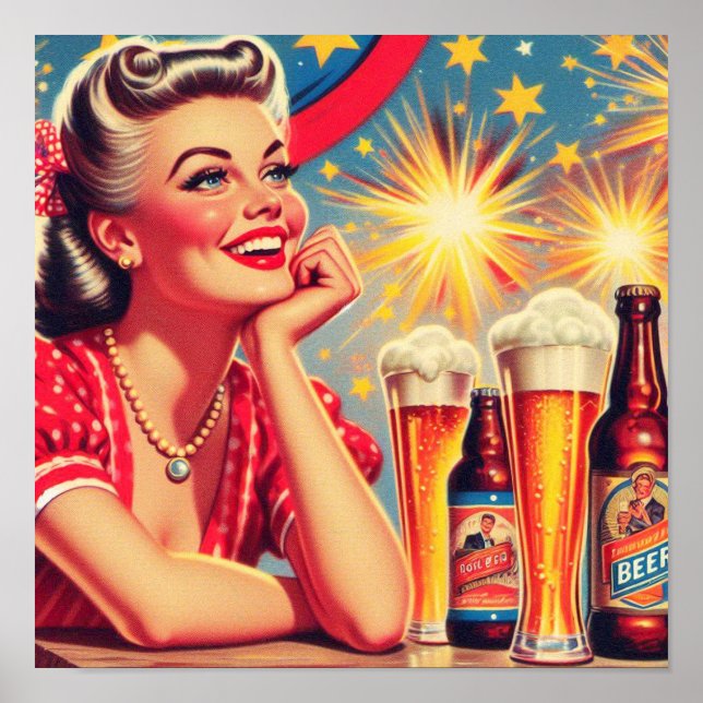 Affiche Retro Beer Girl (Devant)
