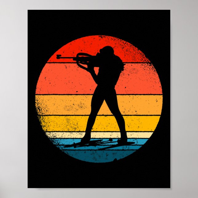 Affiche Retro Biathlon Design Vélo de ski de fond (Devant)