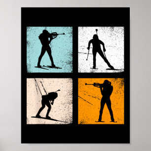 Affiche Retro Biathlon Ventilateurs hivernaux Hommes Femme