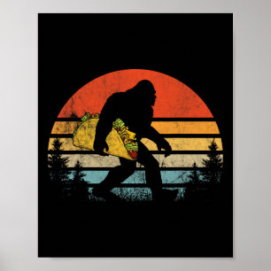 Affiche Retro Bigfoot transportant Taco Drôle Cinco De May