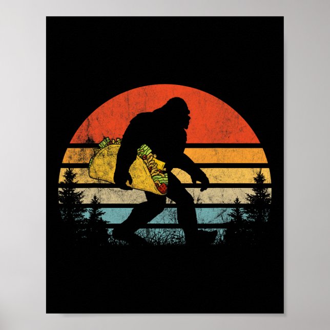 Affiche Retro Bigfoot transportant Taco Drôle Cinco De May (Devant)