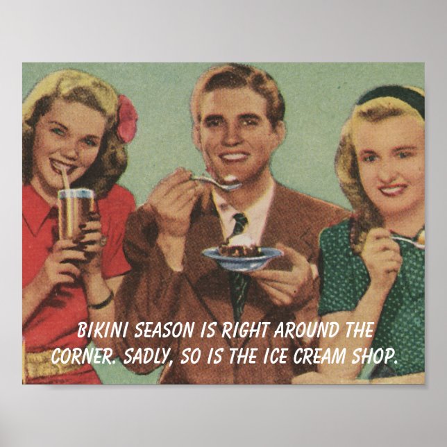 Affiche Retro - Bikini Season vs Ice Cream, (Devant)