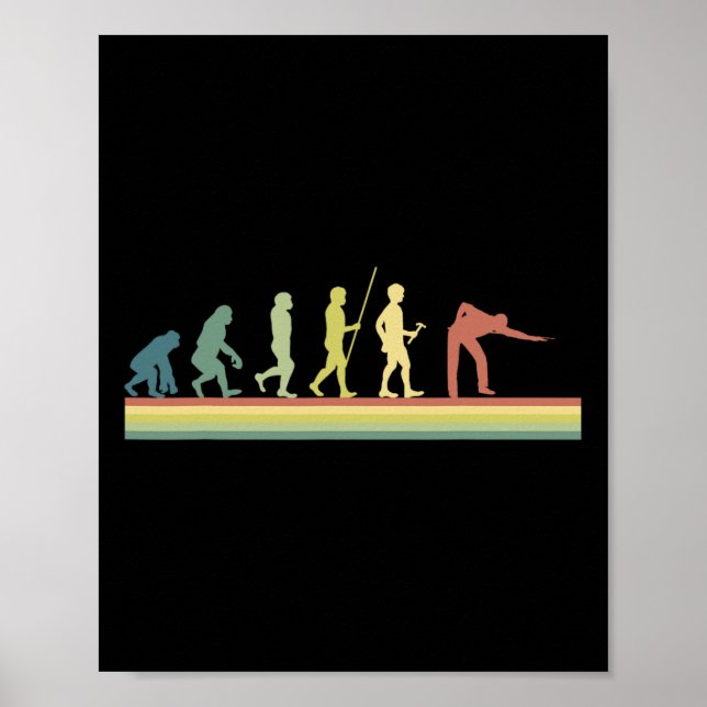 Affiche Retro Billiards Human Evolution Lover Pool Cadeau  (Devant)