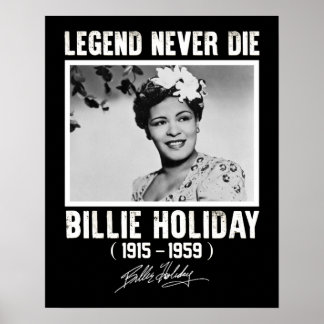 Affiche Retro Billie Vacances Signature Légendes Jamais Mo