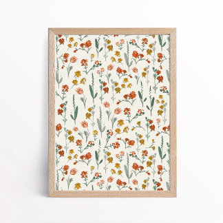 Affiche Retro Bohemian Wildflower Botanical Art