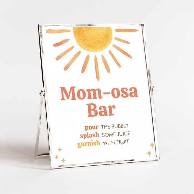 Affiche Retro Boho Sunshine Baby shower Maman Osa Bar (Boy Boho Sunshine Baby Shower Mom Osa Bar Sign)