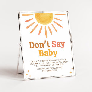 Affiche Retro Boho Sunshine Baby shower Ne pas dire bébé