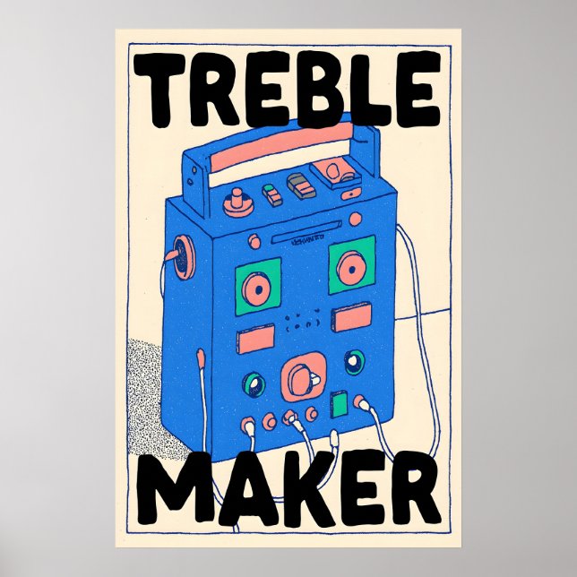 Affiche Rétro Boombox Treble Maker Musique Murale (Devant)