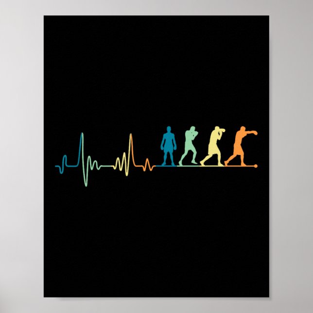 Affiche Retro Boxing Heartbeat - Boxer Lover Boxer Kickbo (Devant)