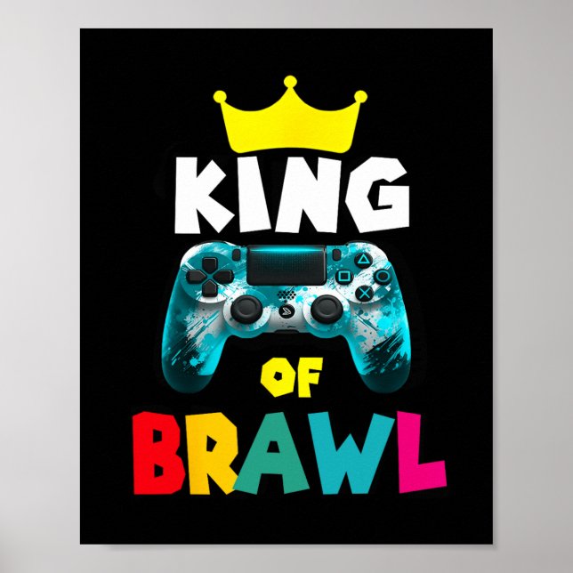 Affiche Retro Brawl King Gamer Gaming Brawler Brawl Funny  (Devant)