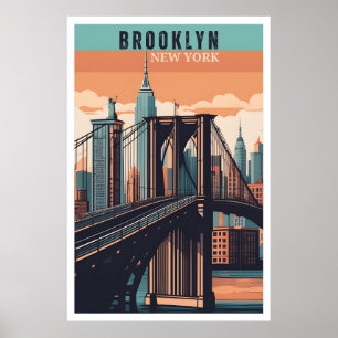 Affiche Retro Brooklyn : Exploration du quartier nostalgiq
