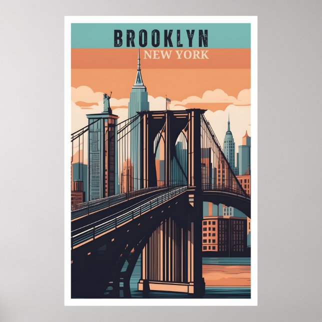 Affiche Retro Brooklyn : Exploration du quartier nostalgiq (Devant)