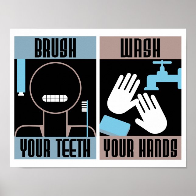 Affiche rétro Brossez-vous les Dents Lavez-vous le (Devant)