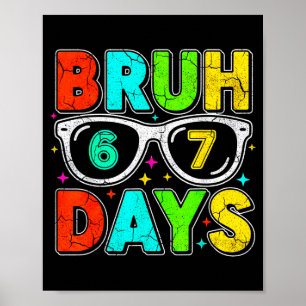 Affiche Retro Bruh 67 Jours Humour Scolaire Cool Garçon Lu