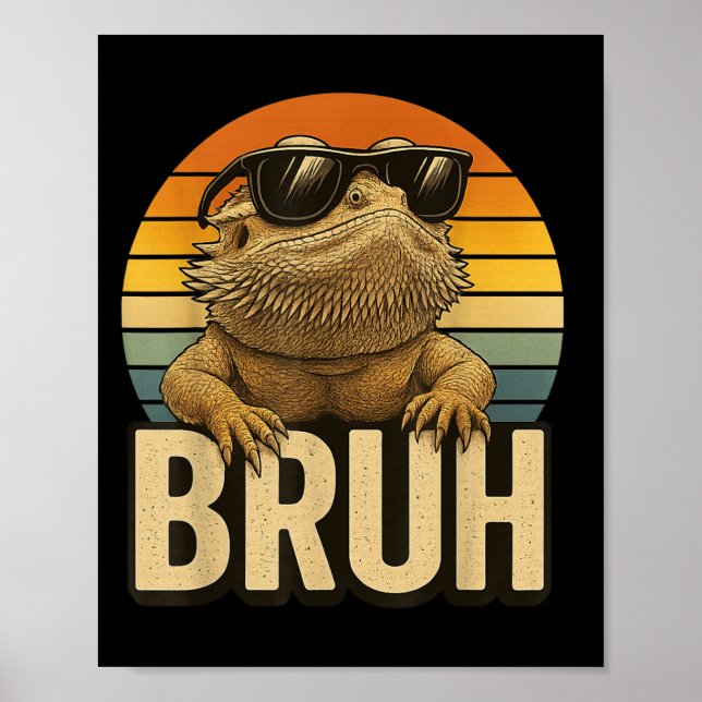 Affiche Retro Bruh Lizard perché dragon amusant Vintage (Devant)
