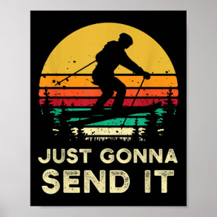 Affiche Retro Cadeaux Ski Va L'Envoyer Mème Drôle Skier Gi