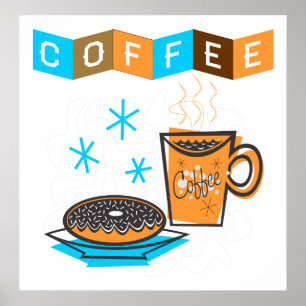 Affiche Rétro café et beignet