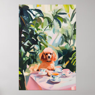 Affiche rétro Caniche, Peinture à l'huile de canic