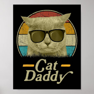 Affiche Retro Cat Daddy 80s 90s Style Cat Retro Cat Sungle
