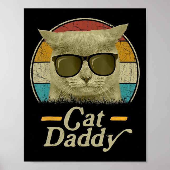 Affiche Retro Cat Daddy 80s 90s Style Cat Retro Cat Sungle (Devant)