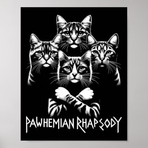 Affiche Retro Cat Rock Music Concert Band Men Kids Women F
