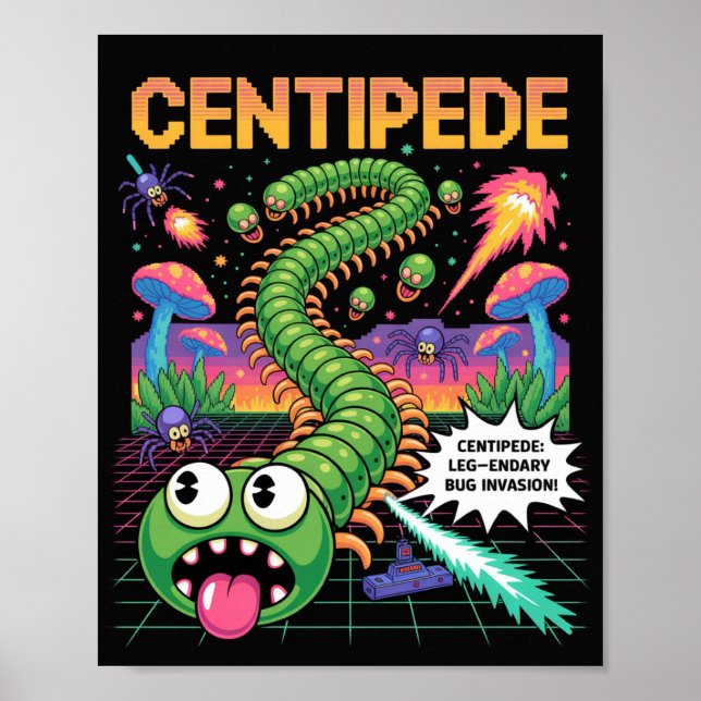 Affiche Retro Centipede Arcade Pixel (Devant)