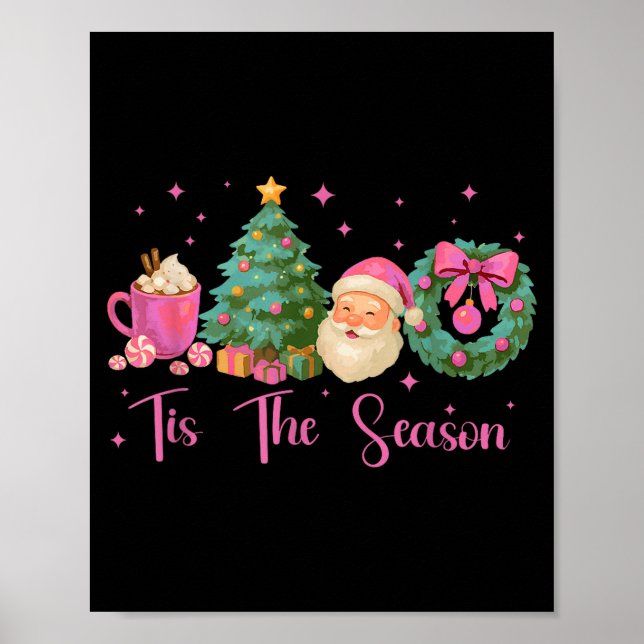 Affiche Rétro C'est La Saison Noël Père Noël Joyeux Chocol (Devant)