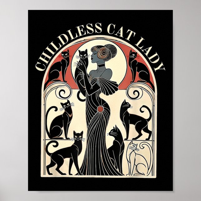Affiche Rétro Chat Dames sans Enfants Chat Karma (Devant)