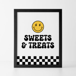 Affiche Retro Checker Happy Face Sweets et Traitements