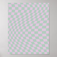 Retro Checkerboard Sage Green Purple Check Pattern