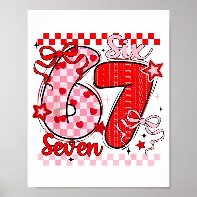 Affiche Retro Checkered Valentine Six Seven Meme 67 Viral  (Devant)