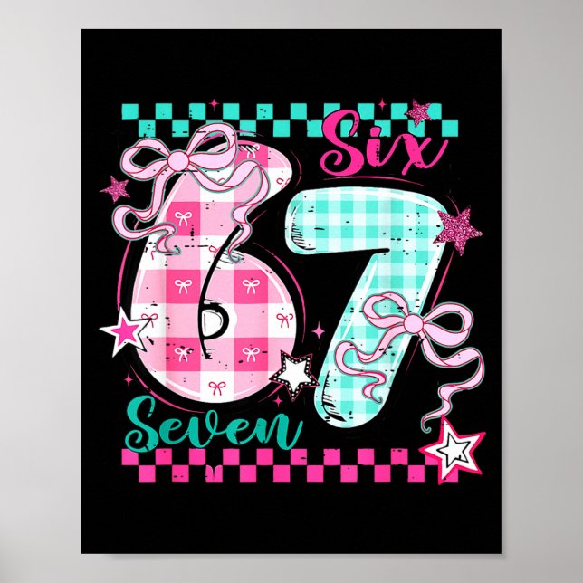 Affiche Retro Checkered Valentine Six Seven Meme 67 Viral  (Devant)