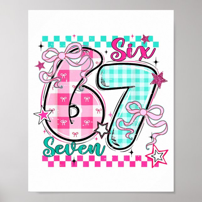 Affiche Retro Checkered Valentine Six Seven Meme 67 Viral  (Devant)