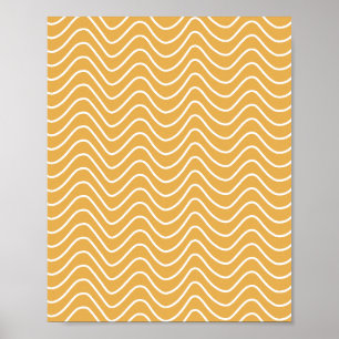 Affiche Retro Chevron Motif Jaune Zigzag