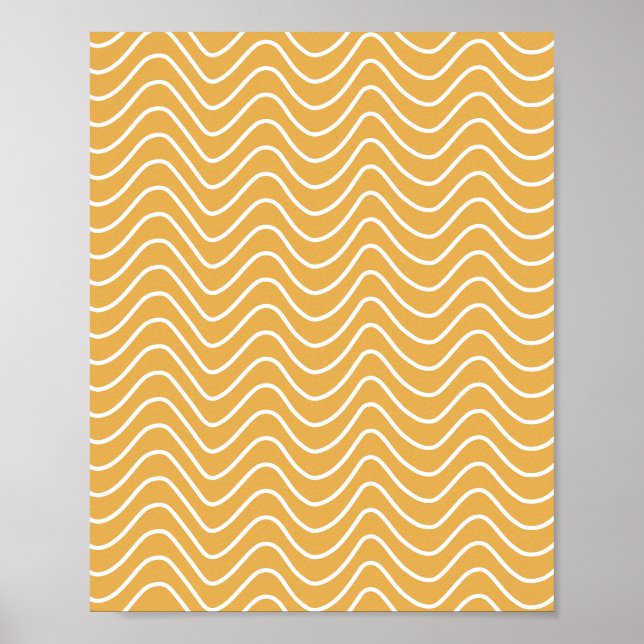 Affiche Retro Chevron Motif Jaune Zigzag (Devant)
