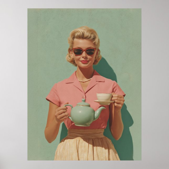 Affiche Retro Chic Tea Party (Devant)