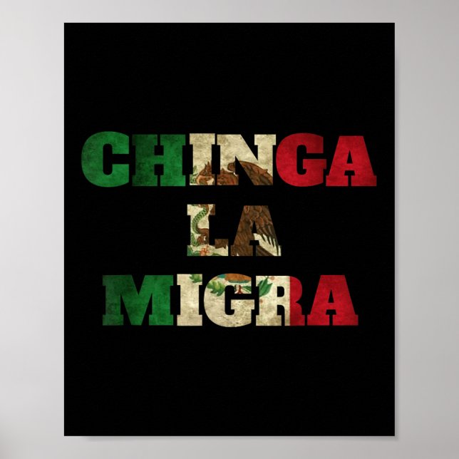 Affiche Retro Chinga La Migra Mexique Drapeau Bandera Ice  (Devant)