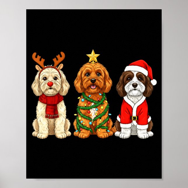 Affiche Retro Christmas Ao Santa Reindeer Dog Lover  (Devant)