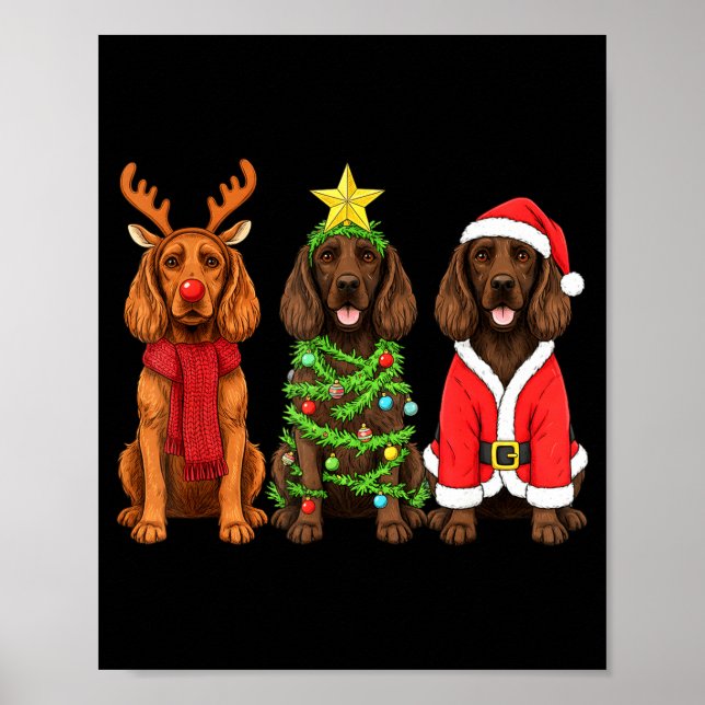 Affiche Retro Christmas Boykin Spaniel Santa Reindeer Dog  (Devant)