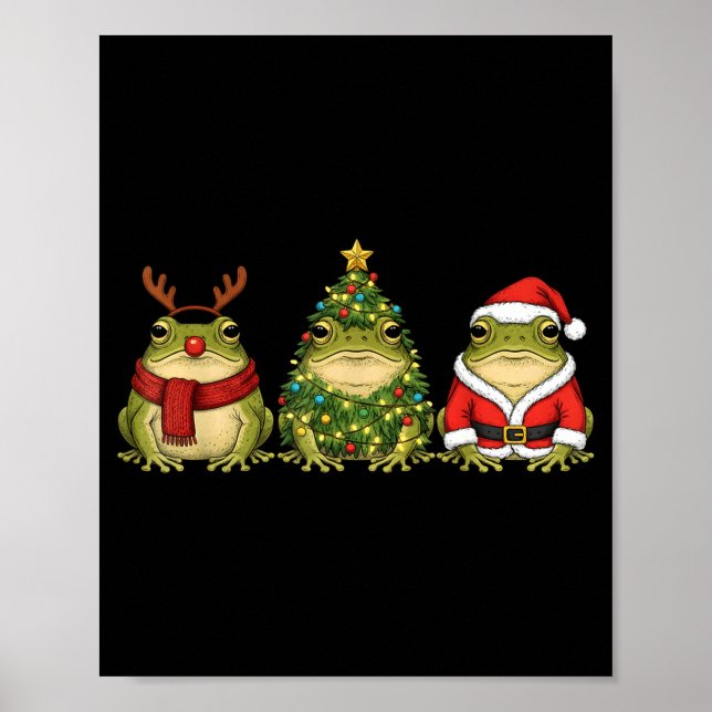 Affiche Retro Christmas Desert Rain Frog Santa Reindeer  (Devant)
