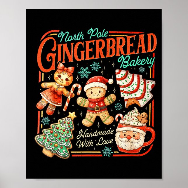Affiche Retro Christmas Gingerbread Bakery North Le Cookie (Devant)