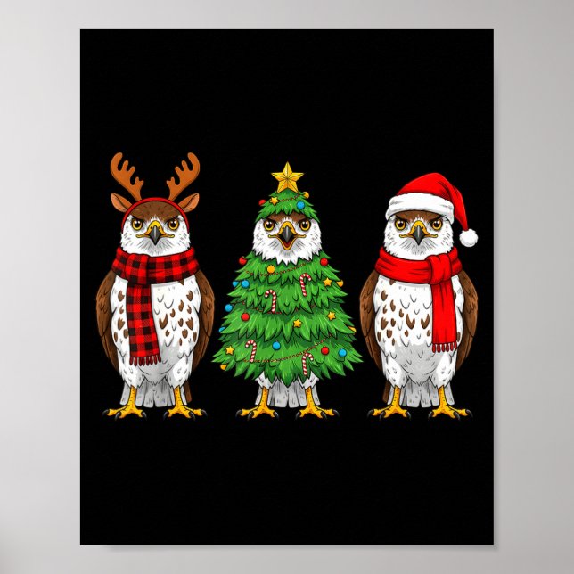 Affiche Retro Christmas Hawk Santa Reindeer  (Devant)