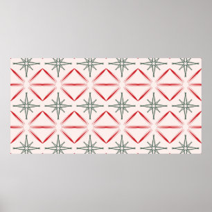 Affiche Retro Christmas mid century seamless pattern in vi