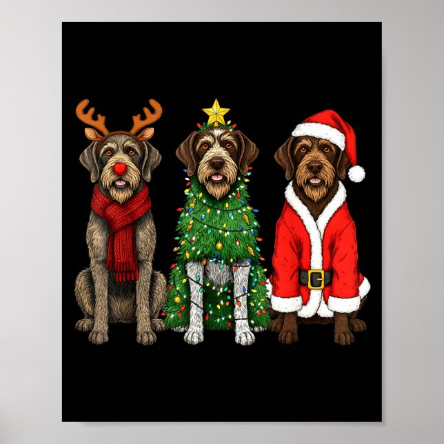 Affiche Retro Christmas Wirehaired Inting Griffon Santa Re (Devant)