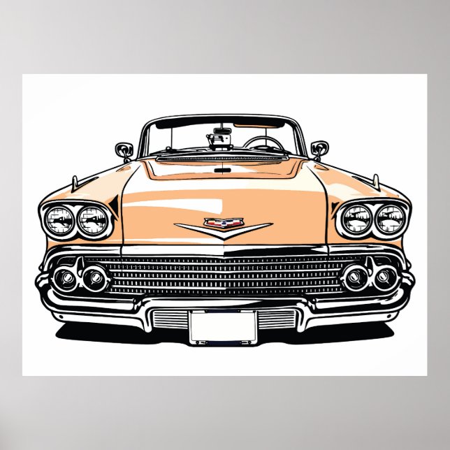 Affiche Retro Classic Convertible Front Pop Art (Devant)