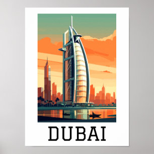 Affiche Retro Classic Travel Dubai UAE