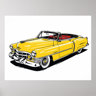 Affiche Rétro Classique Cabriolet PopArt Latéral